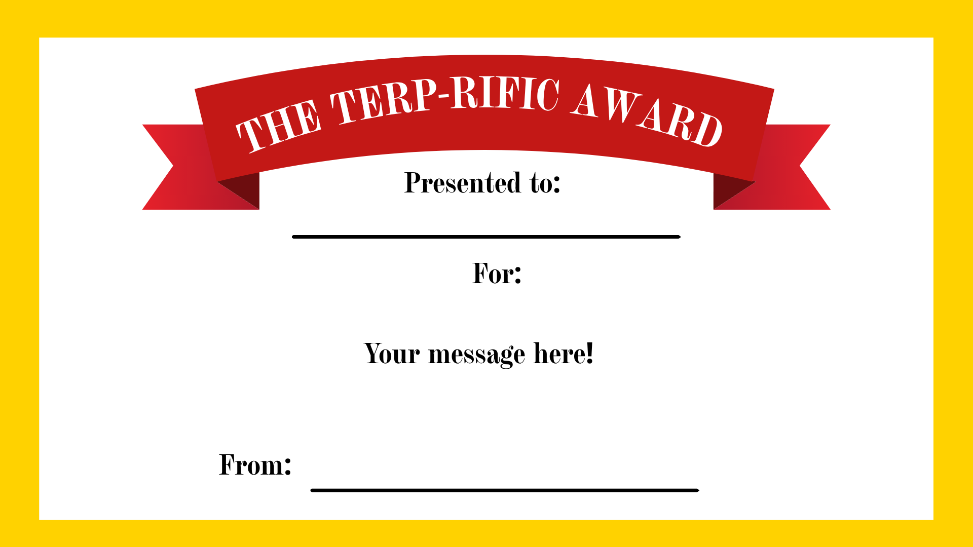 The Terp-rific award postcard
