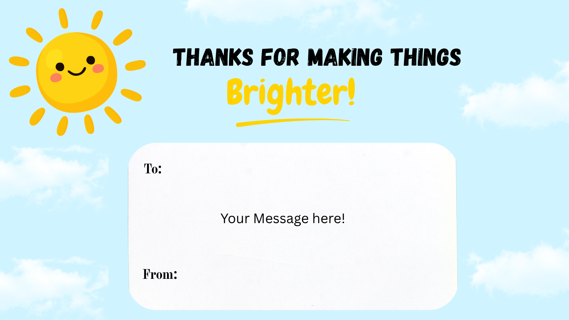 Thanks for making things brighter postcard with sun