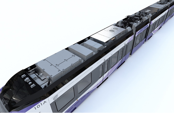 Purple line train top view