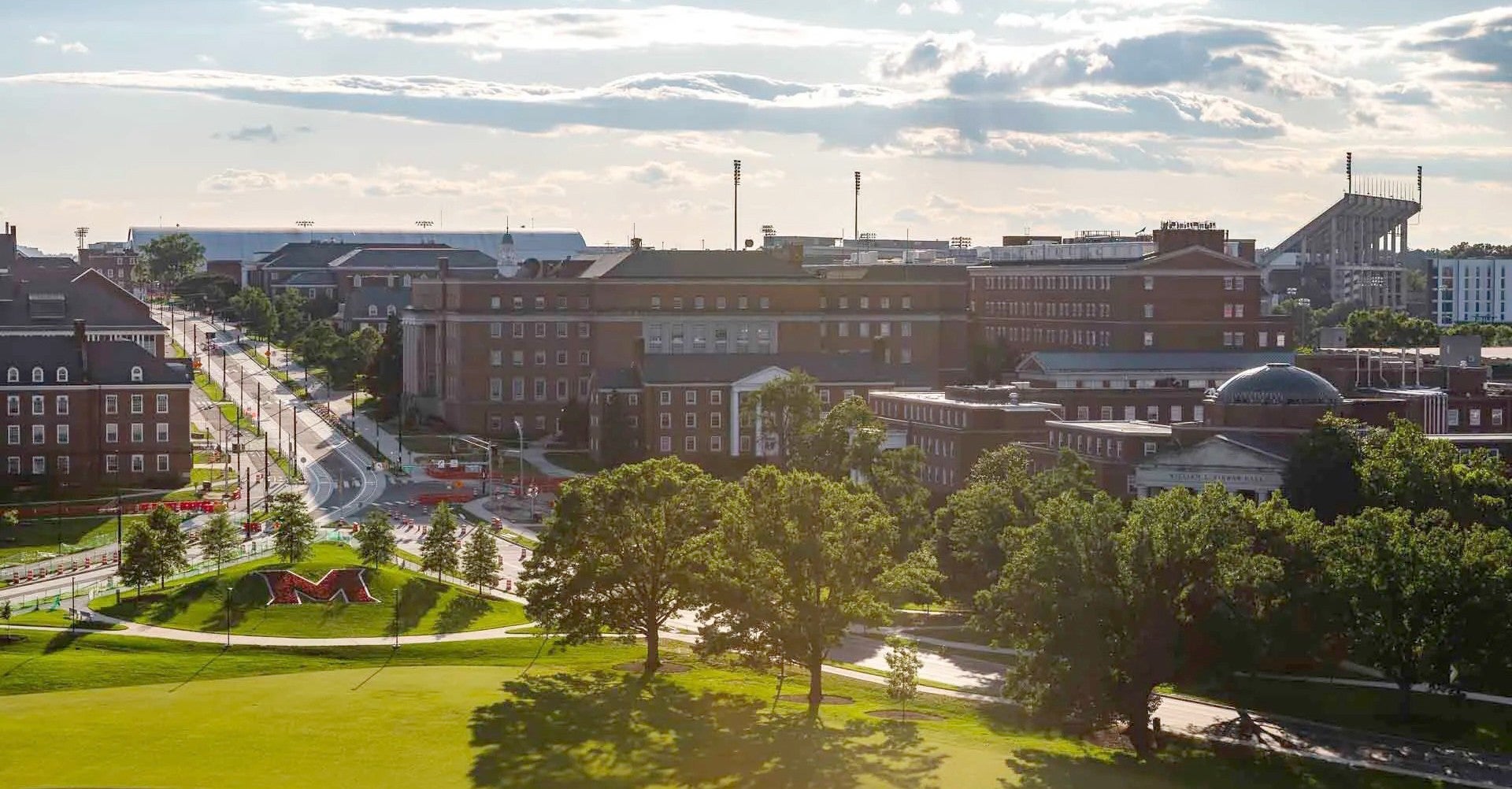 The iconic M and the new signalized intersection of Campus and Regents Drives.