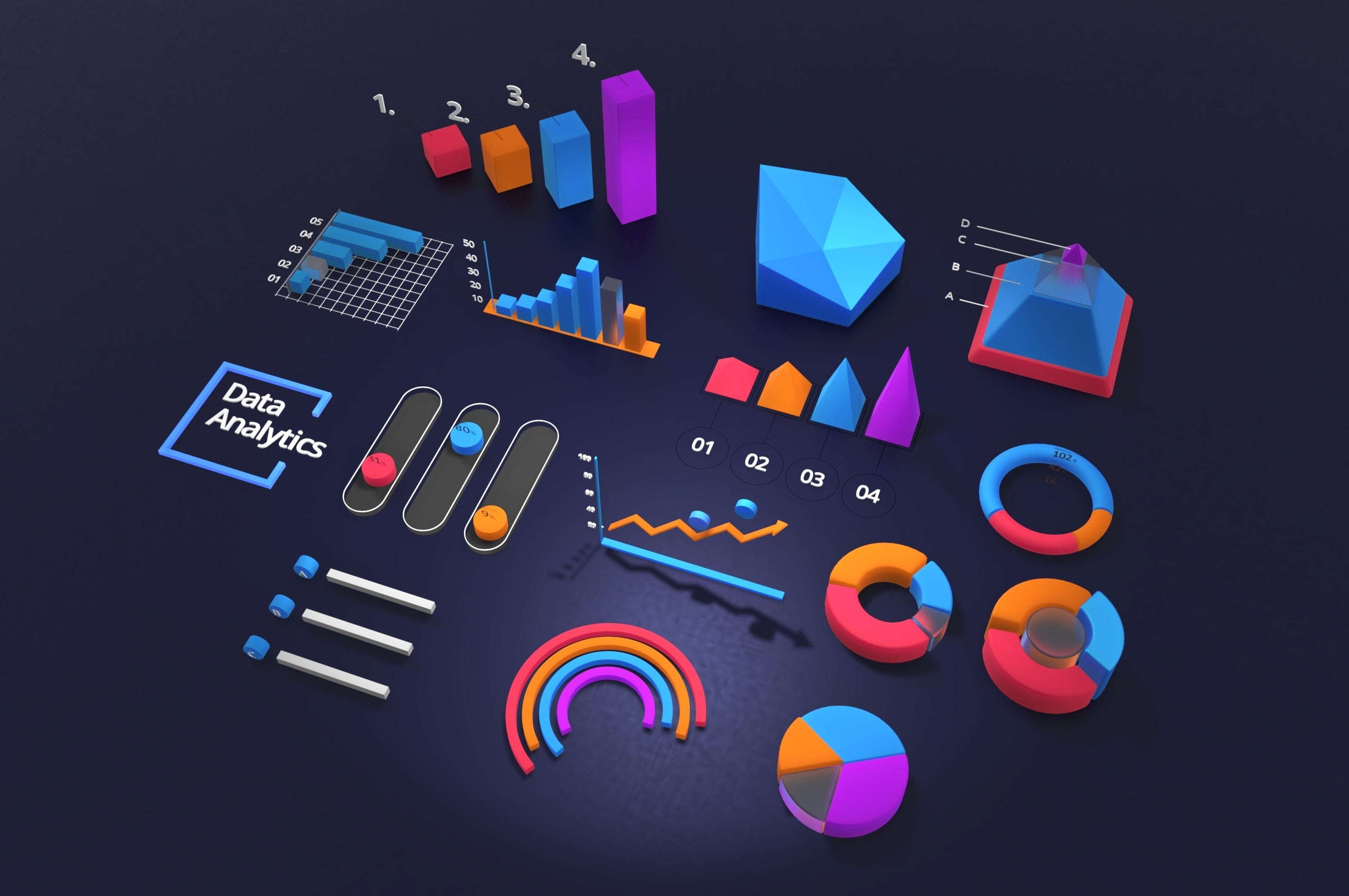 Data analytics 3D charts