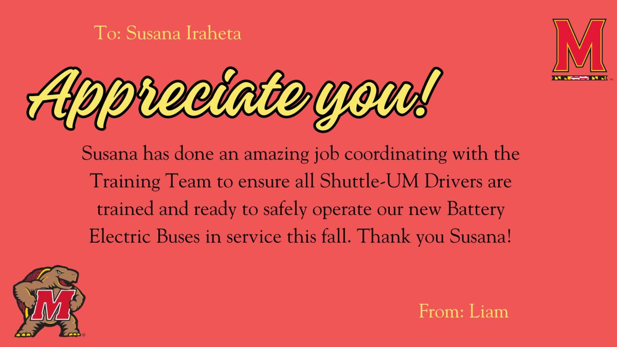 Red appreciate you postcard for Susana Iraheta