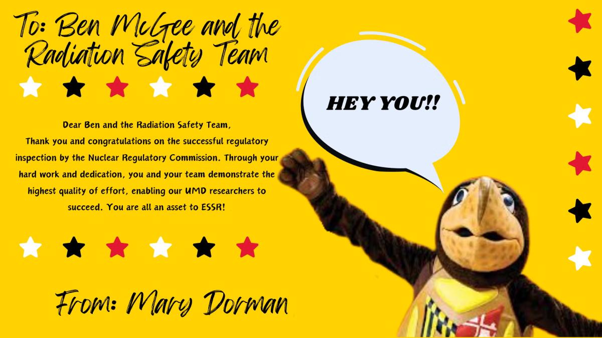 Ben McGee and Radiation Safety Team Shout Out