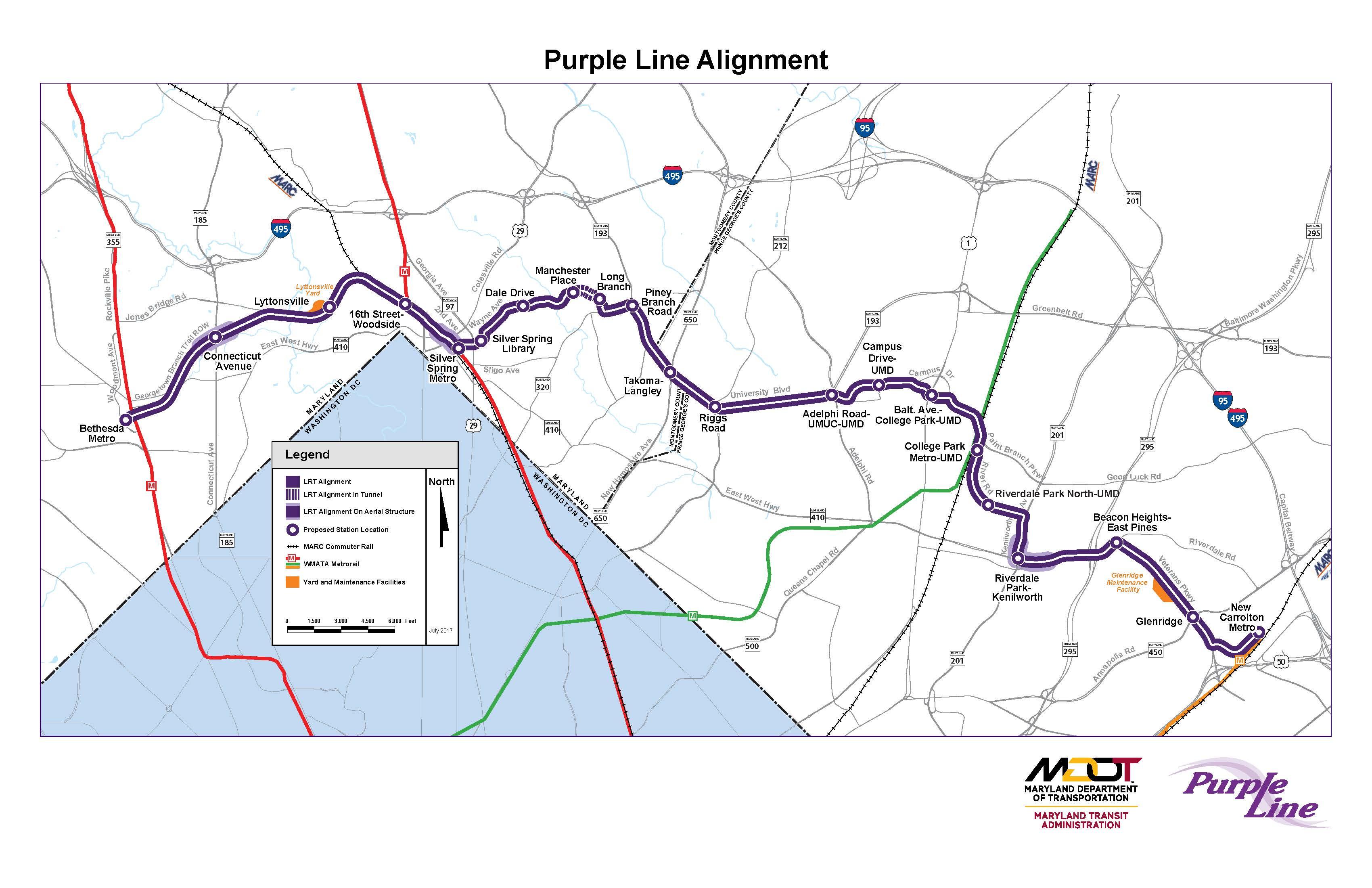 Purple Line alignment map