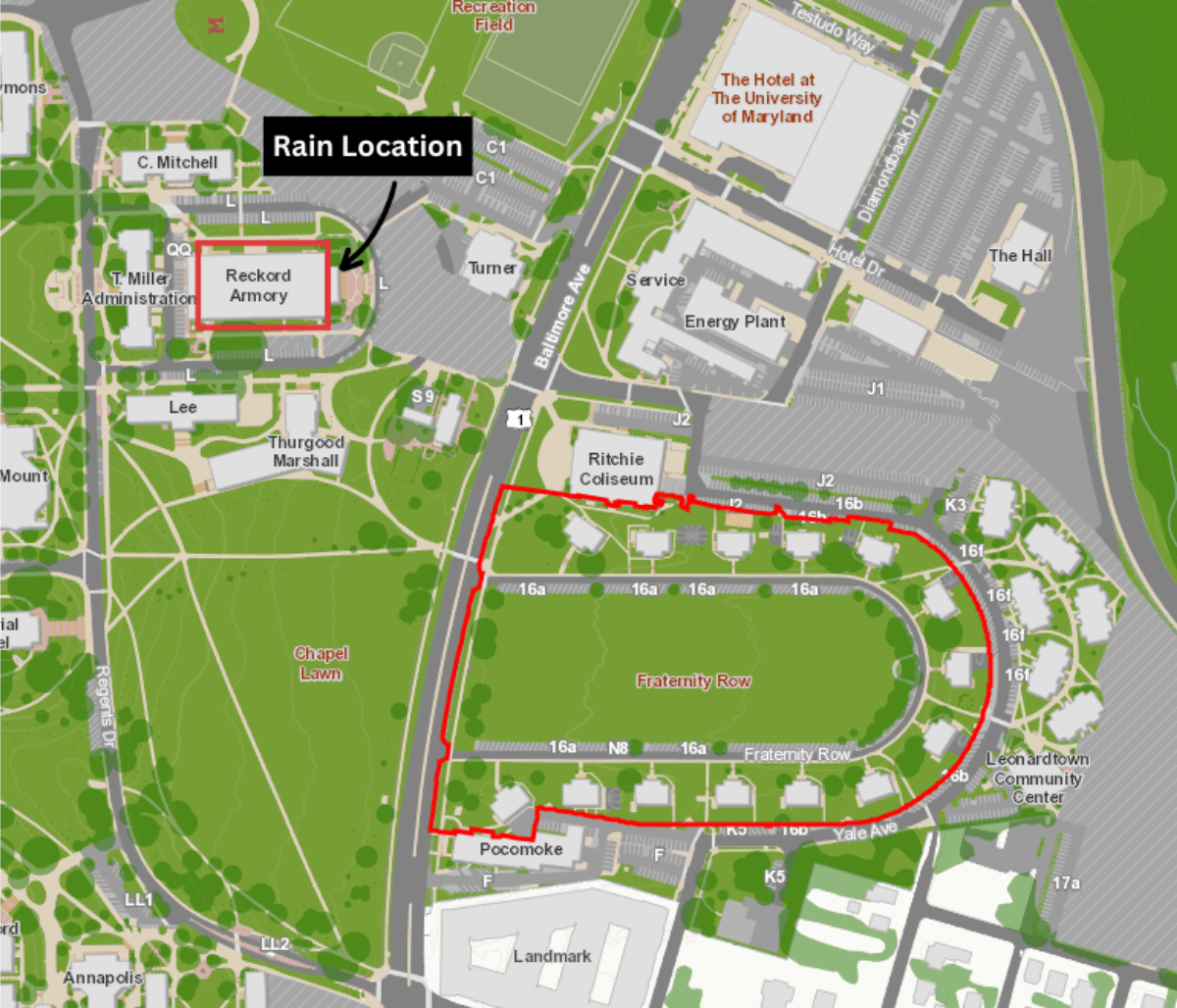 Event Map with rain location marked