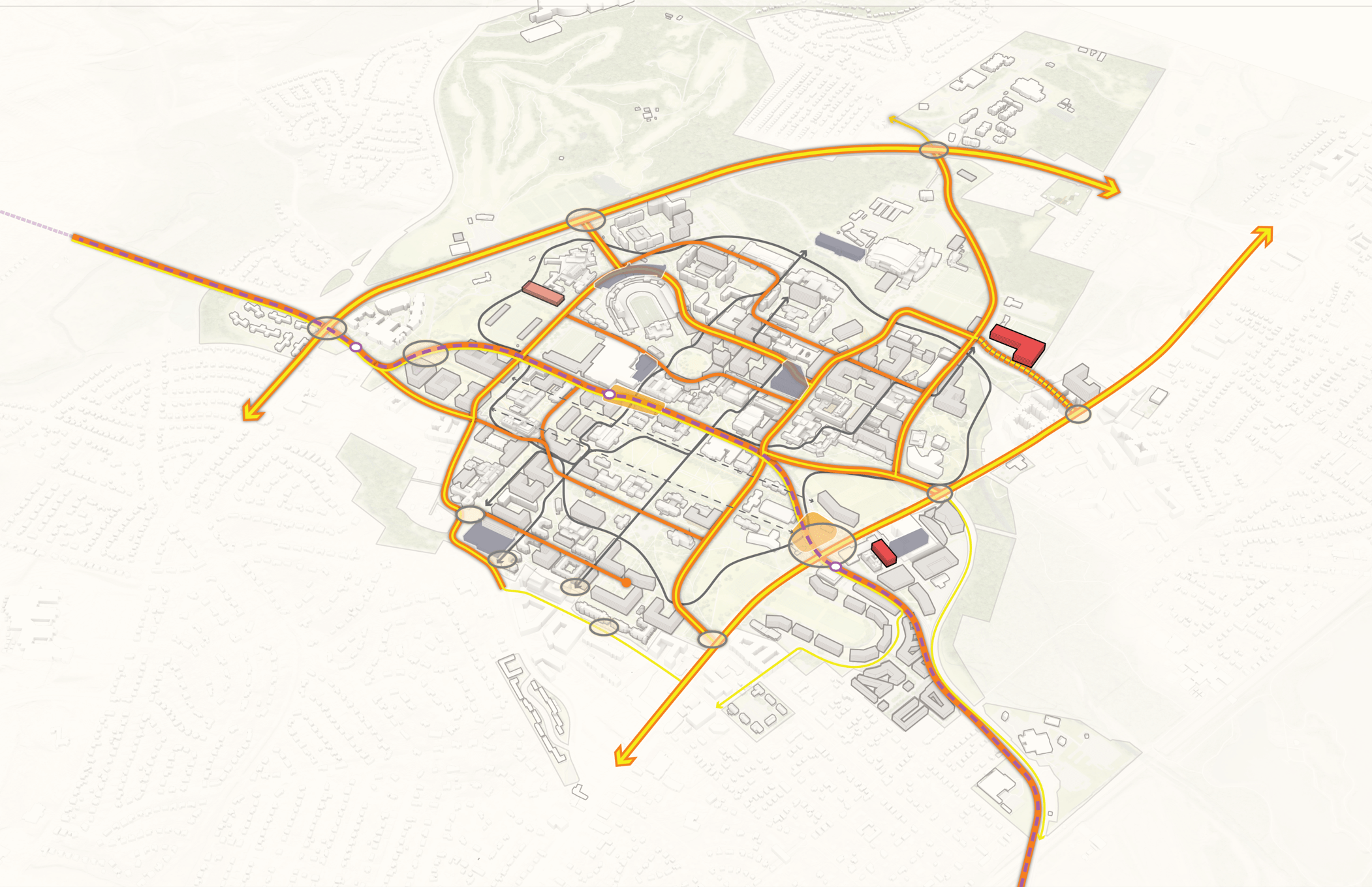 Campus map with bike lanes