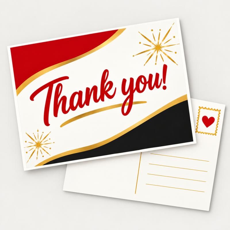 Thank you blank postcard with red heart